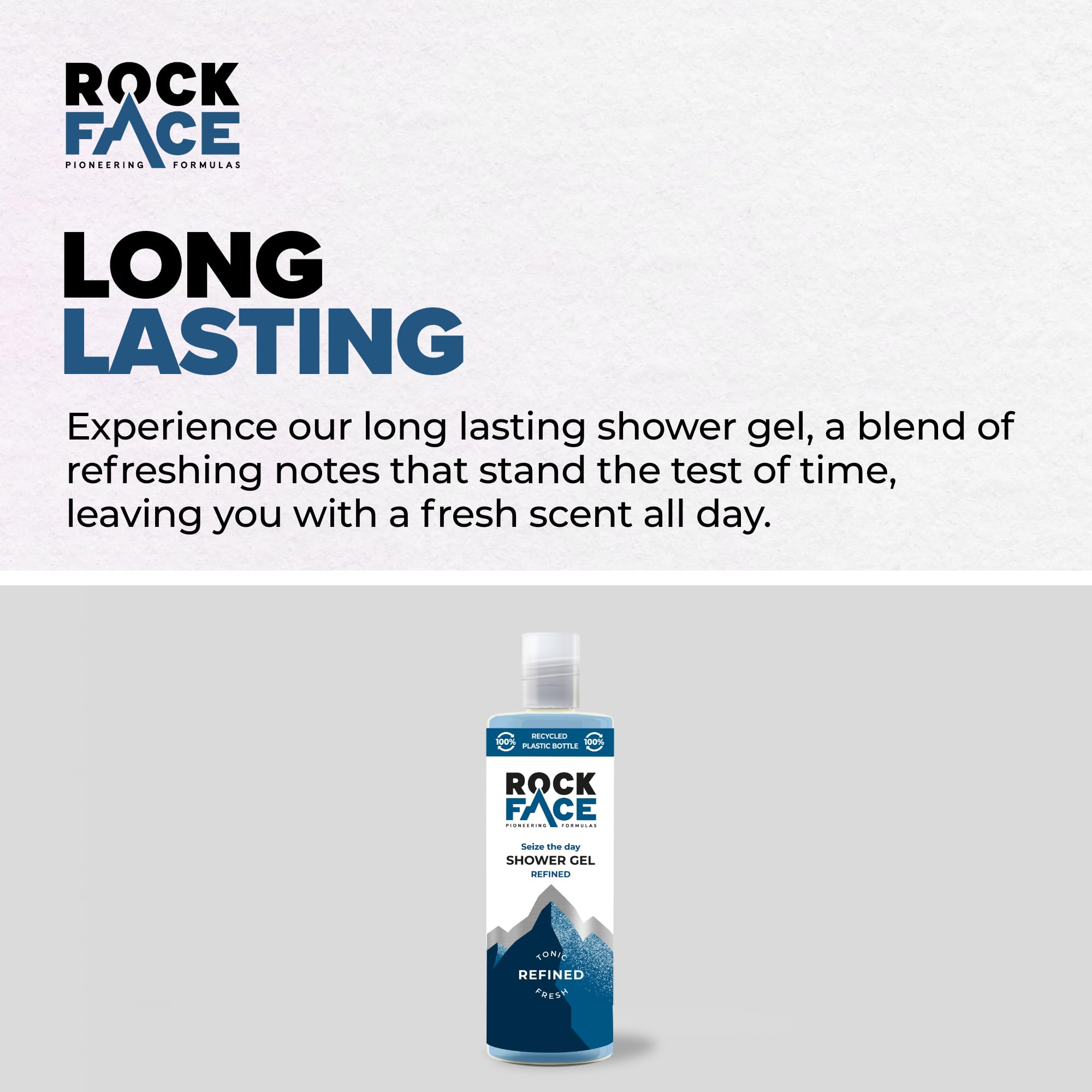 Rock Face Shower Gel - Refined All In One Body Wash for Men, 410ml, Sandalwood & Cedar Scent, Suitable for Hair and Body, Long Lasting Fragrance, Multipack of 6