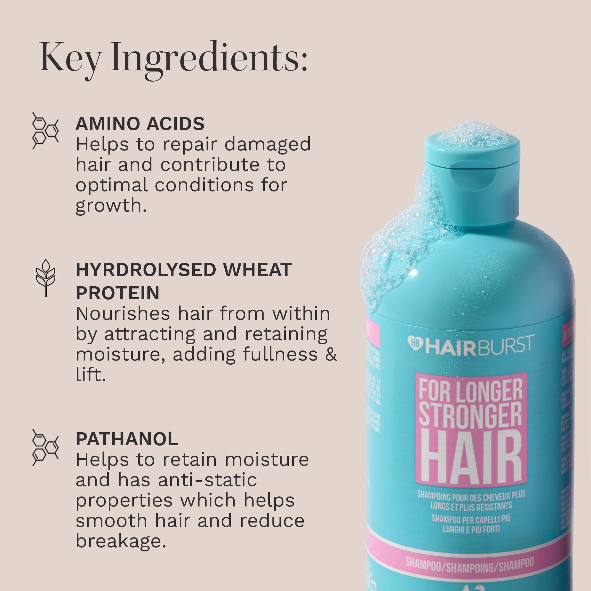 HAIR BURST Hair Growth Shampoo For Woman — Reduces Hair Loss - Strengthens Growth, Contains No SLS and Parabens, Coconut and Avocado Aroma, New Bigger Bottles 350ml