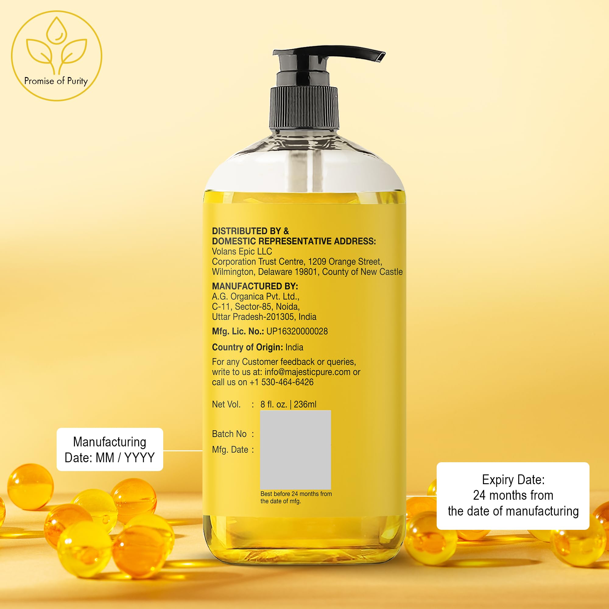 MAJESTIC PURE Vitamin E Oil | 100% Pure and Natural Cold Pressed Vitamin E oil for Skin, Scars, Face, Nails, Hair, Scalp | 20,000 IU | Non-GMO Verified | Hair & Body Oil | 8 Fl Oz