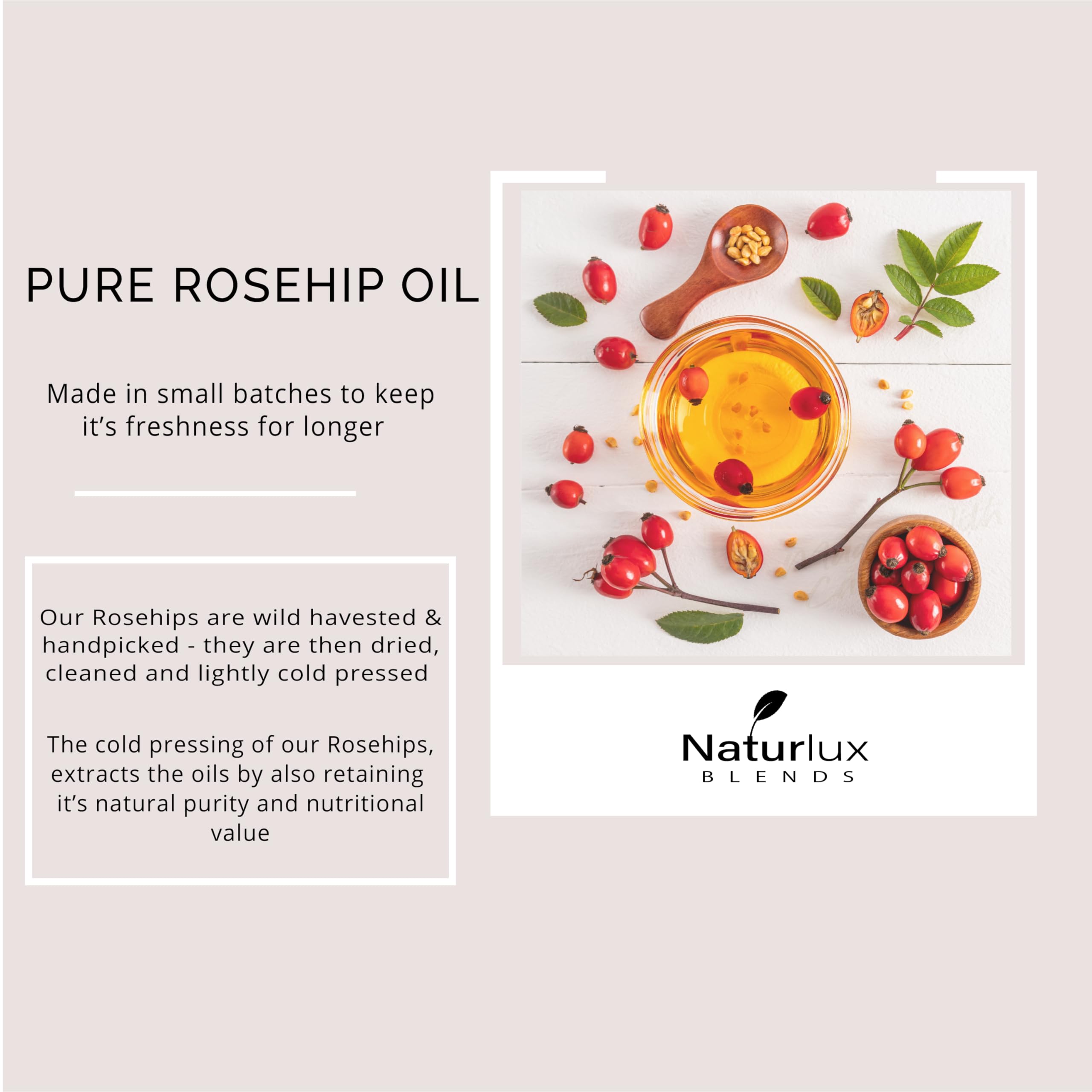 Organic Rosehip Oil For Face | 100% Pure & Natural 100 ML | Cold-Pressed Rosehip Seed Oil With 5% Rosehip C02 Extract & Vitamin E | Concentrated Blend 100 ML