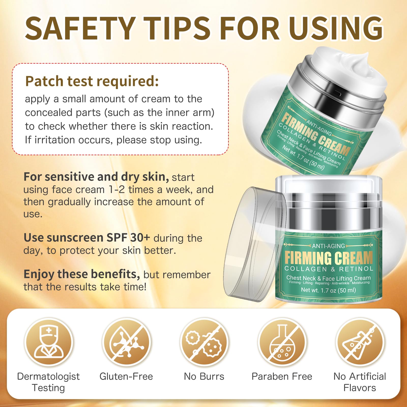 Anti Aging Firming Neck Cream - Anti Wrinkle Collagen Cream, Face Moisturizer Retinol Cream, Chest Neck & Face Cream Repairing|Lifting|Moisturzing Skin Care for Men | Women(1.7 OZ)