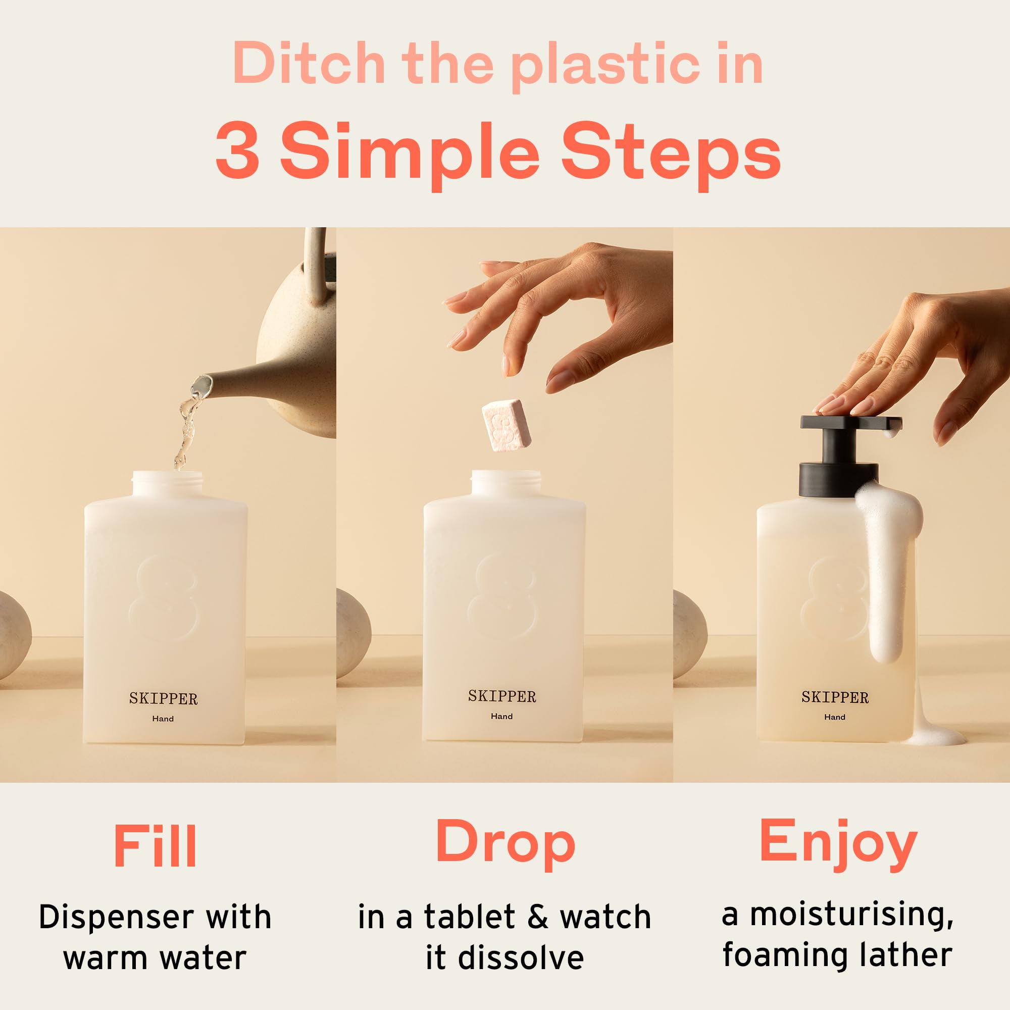 Tirtyl Skipper Foaming Hand Soap Tablet Refills - 12 Pack - 3L total (12x 250ml) - Rebranded - Compostable Packaging - Variety Fragrance Pack