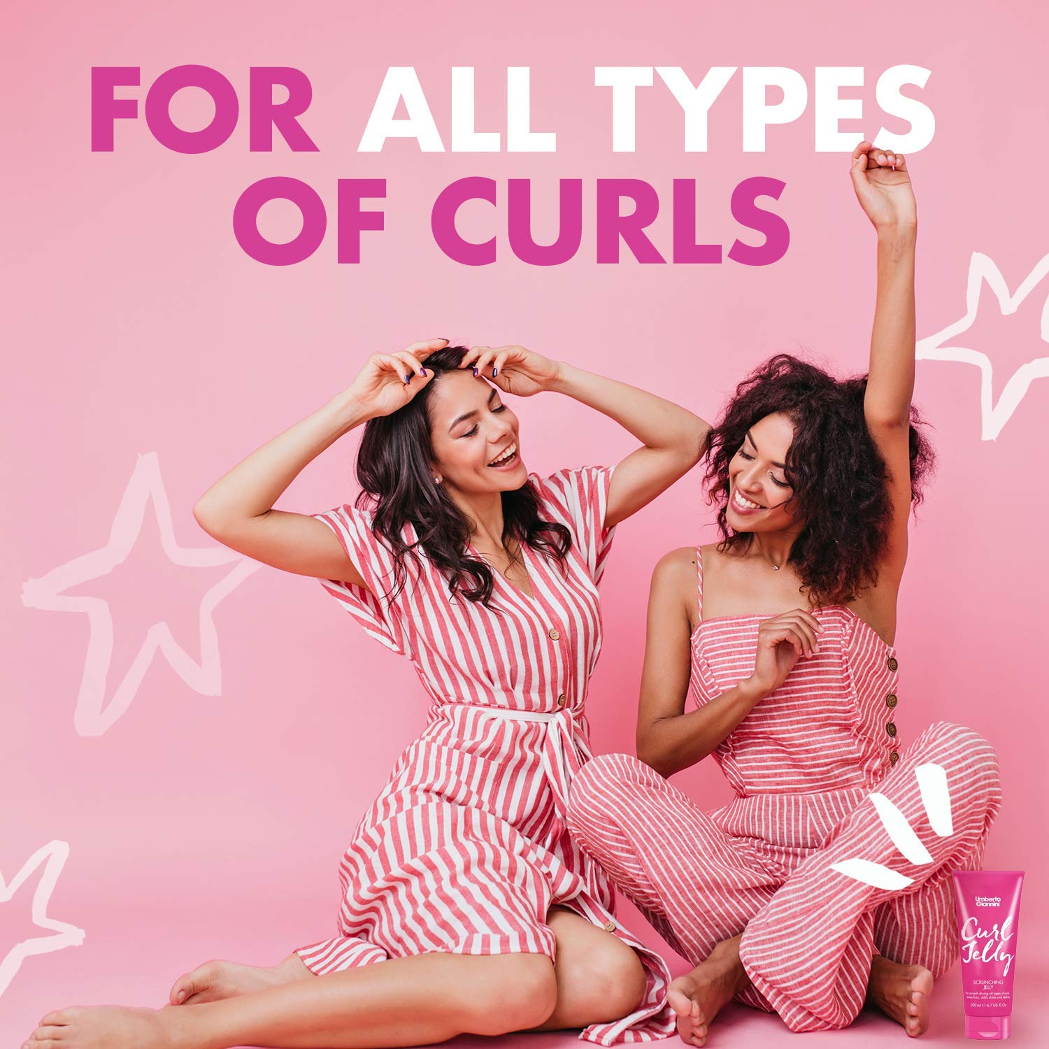 Umberto Giannini Curl Styling Duo - Curl Jelly Scrunching Jelly & Curl Activating Mousse for Curly or Wavy Hair - Ultimate Hold & Definition