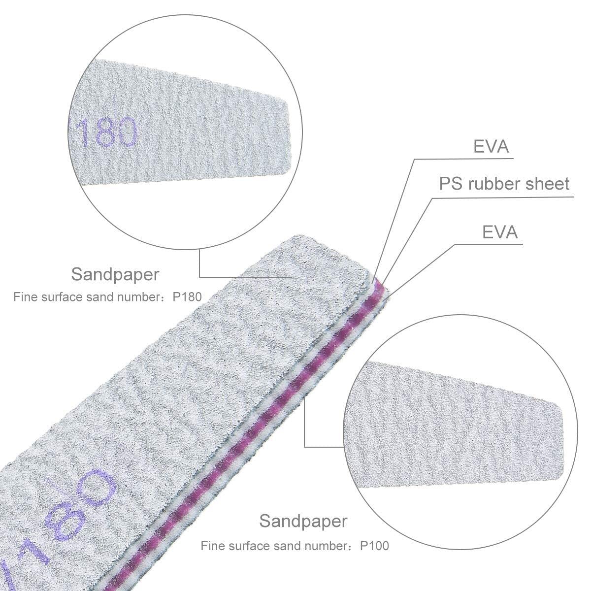 URAQT Professional Nail File 16 Pieces, 100/180 Grit Washable Nail File, Double Sided – Hair Salon, Pets (White)