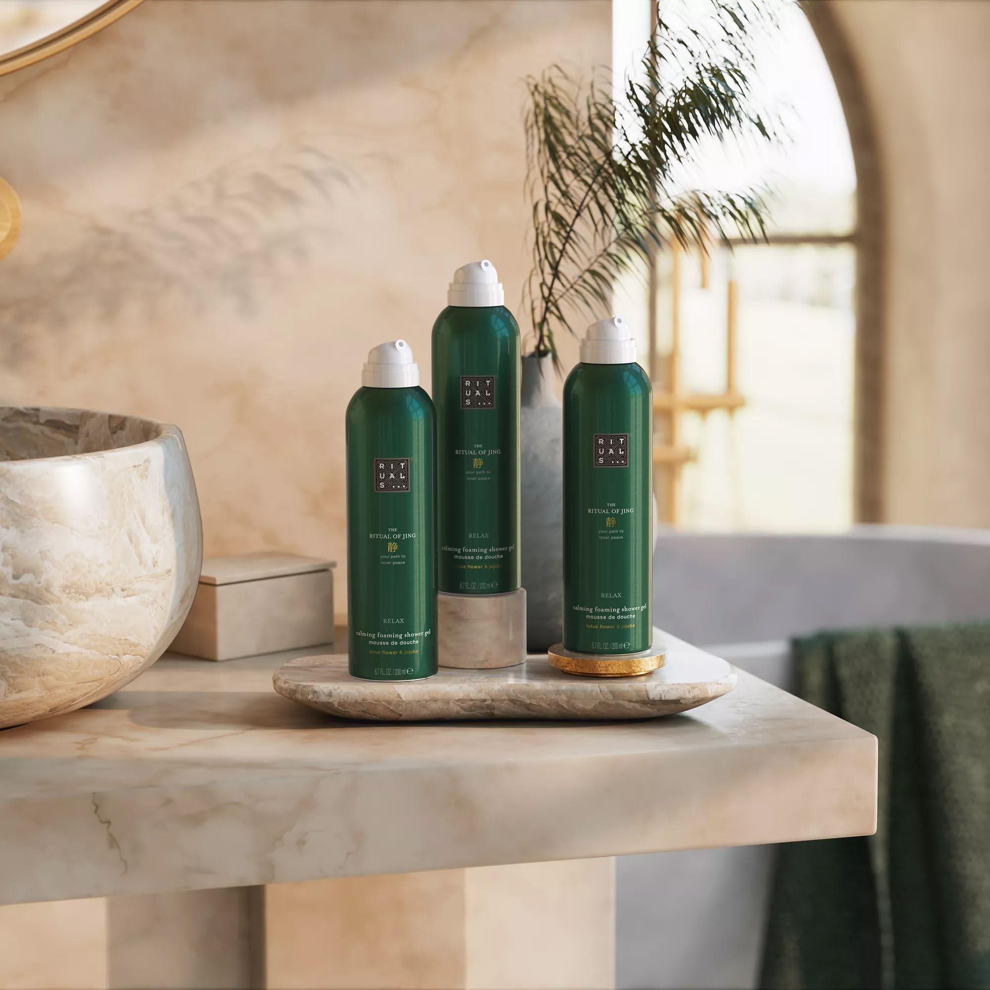 RITUALS Shower Foam The Ritual of Jing, value pack - Gel with Lotus Flower and Jujube, Calming Foaming Gel, 3 x 200ml