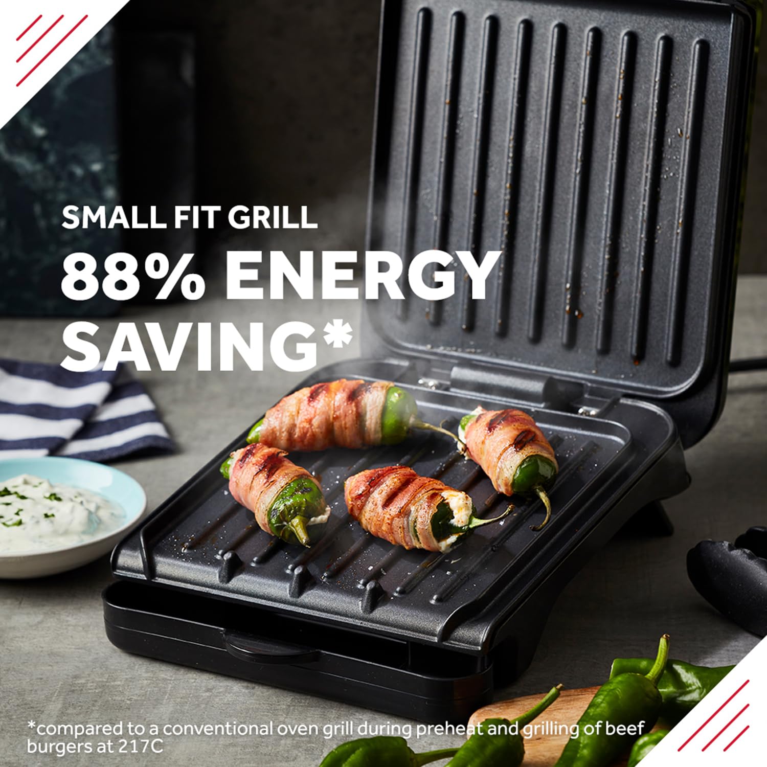 George Foreman 25800 Small Fit Grill - Versatile Griddle, Hot Plate and Toastie Machine with Speedy Heat Up and Easy Cleaning, Black