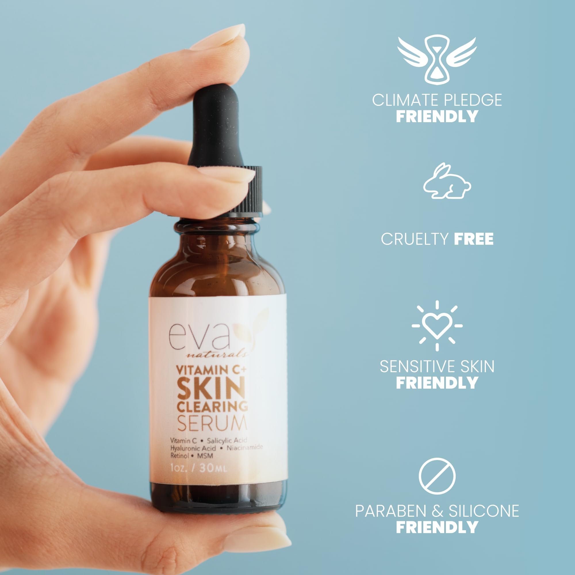 Vitamin C Plus Skin Clearing Serum With Hyaluronic Acid Serum, Retinol, Organic Aloe, Vitamin C Serum for Face - Anti-Aging Serum for Face, Acne Serum for Brightening and Dark Spots (30 ml)