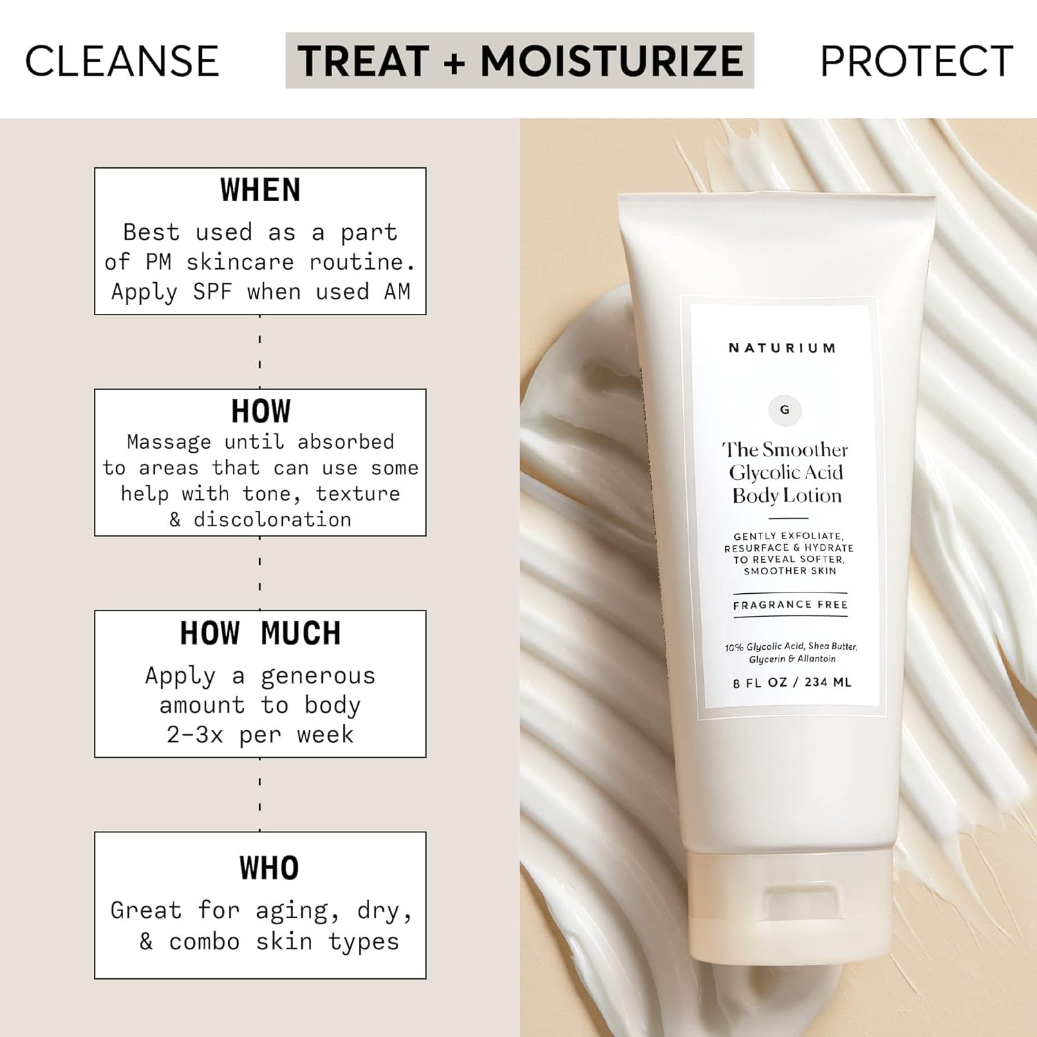 Naturium The Smoother Glycolic Acid Body Lotion, Resurfacing & Exfoliating Treatment, with 10% Glycolic Acid | 16.9 FL OZ / 500 ML