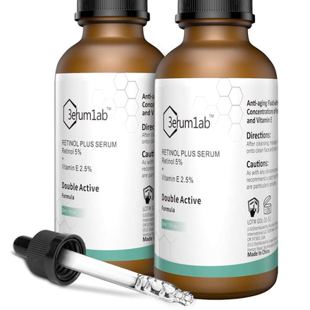 Retinol Serum High Strength for Face and Skin, Unique Double Active Ingredients of Retinol & Vitamin E, Synthetic Effect to Reduce Wrinkle, and Dark Circle (Pack of 2)
