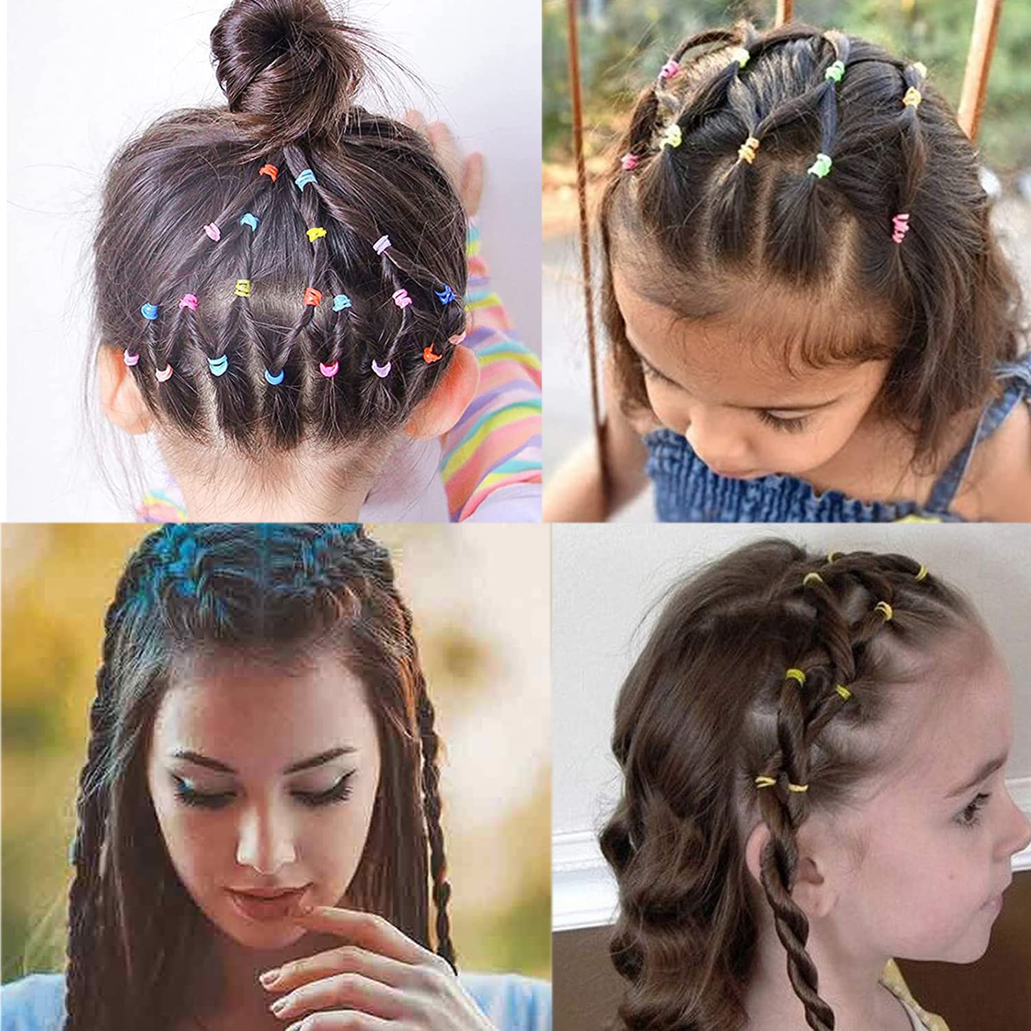 200 Pcs Mini Rubber Bands Soft Elastic Bands for Kid Hair Braids Hair,Soft Hair Elastics Ties Bands 2mm in Width and 30mm in Length (Multicolored)