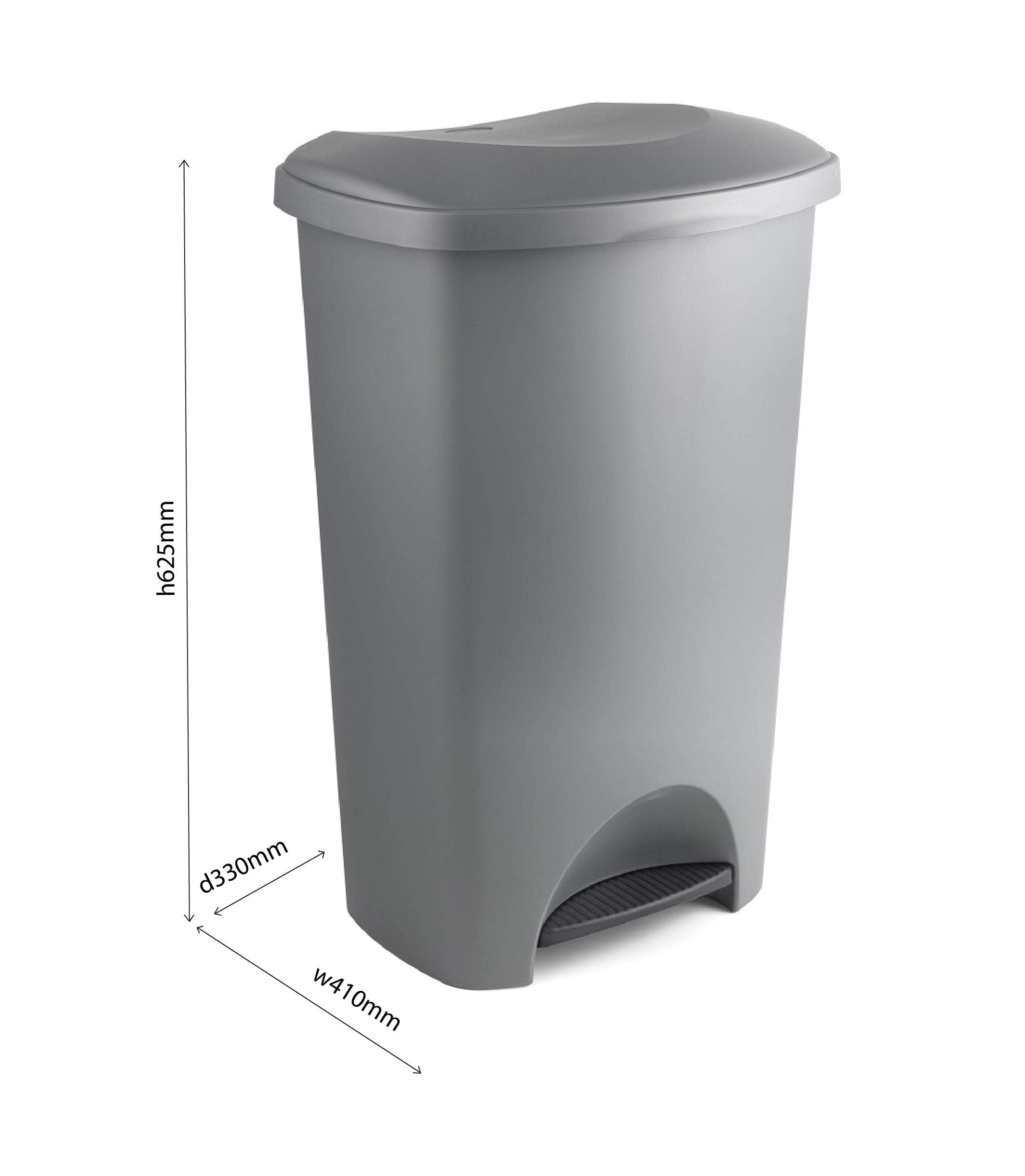 Addis Eco Made from 100% Plastic Family Kitchen Pedal Bin, 50 Litre, All Black Recycled