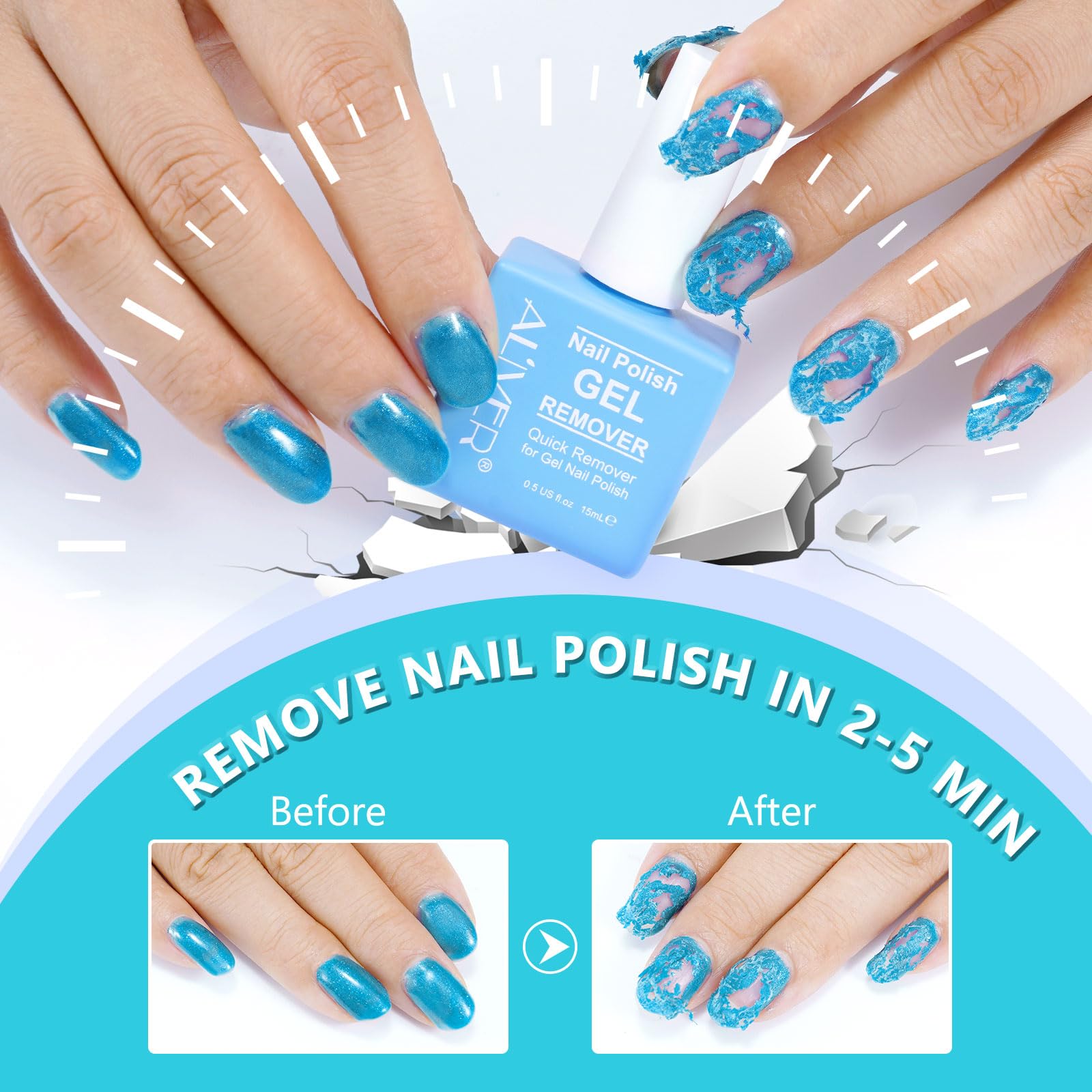ATOANY Gel Polish Remover 15ml With File & Scraper - Professional, Easy & Quick Removal in 3-5 Minutes - Gentle on Nails
