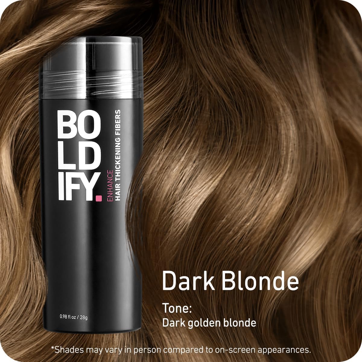 BOLDIFY Hair Fibres (28g) - Fill In Thinning and Fine Hair for an Instantly Fuller, Thicker Look - 14 Shades for Women and Men - Dark Blonde