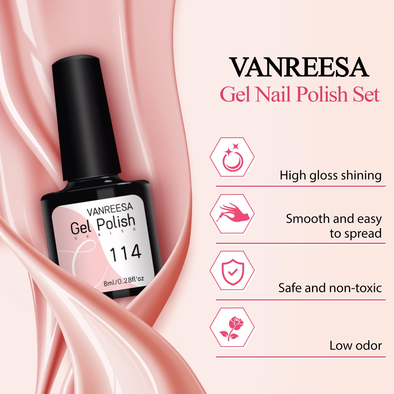 VANREESA Gel Nail Kit, 18 Colours Gel Nail Polish Set with Lamp Starter Kit Pink Blue Purple Spring Summer Colours U V Nail Polish Set with Base and Top Coat Manicure DIY at Home Gifts for Women