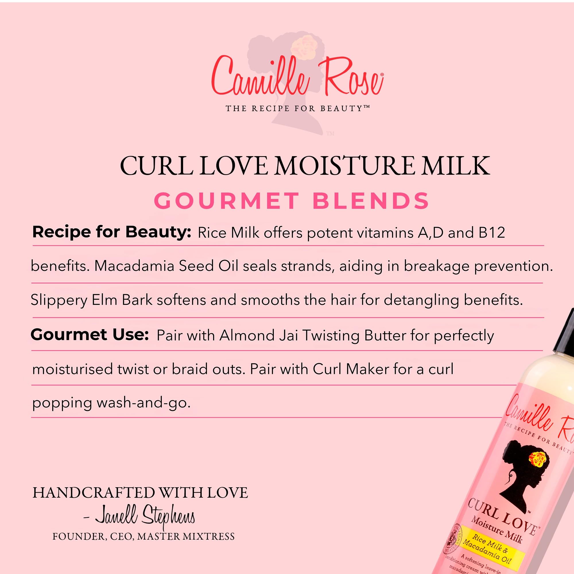 Camille Rose Moisture Milk Leave-In Hair Conditioner 240 ml and Curl Maker Jelly 355 ml Bundle