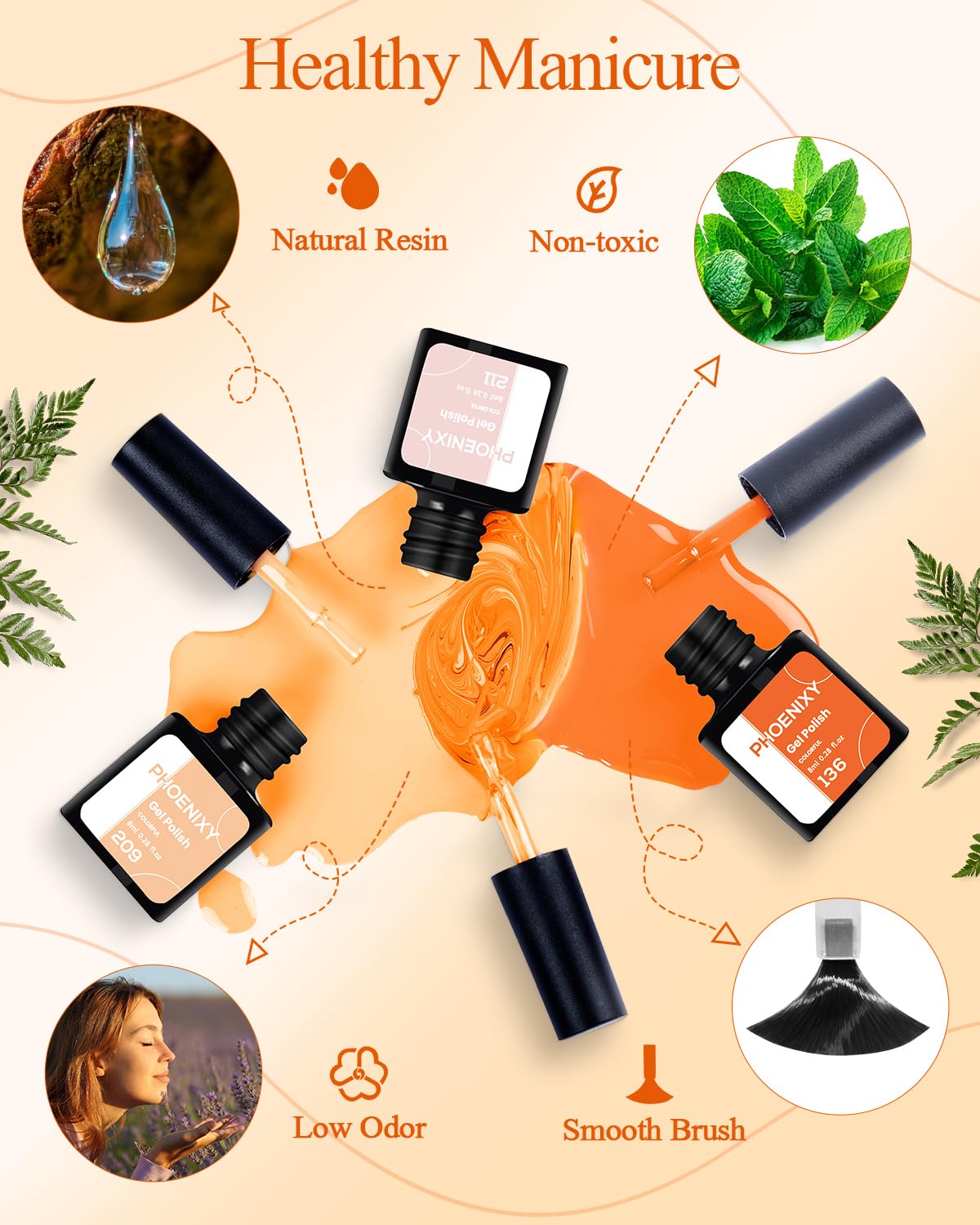 Gel Nail Polish Set - Phoenixy 24pcs 8ml UV Gel Nail Polish Starter Kit Soak-off Gel Polish Nail Varnish Sets Nails Polishes with Base and Top Coat Gifts for Women