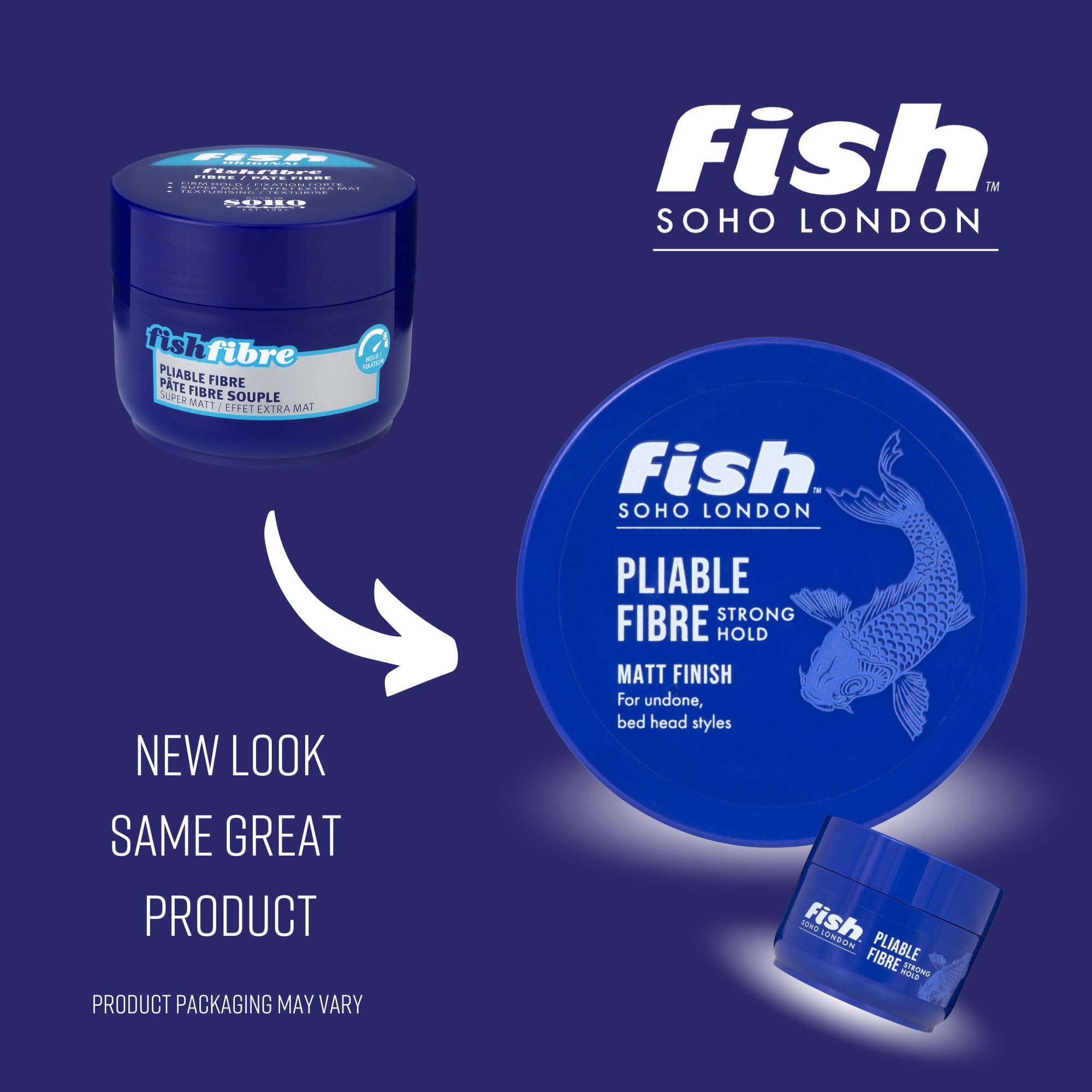 fish Original Fishfibre Pliable Fibre, Mens Hair Styling Product Suitable for Short & Medium Length Hair. Stylist & Barber Used. Super Matt Finish Firm Hold, Natural & Defined Look, 100ml