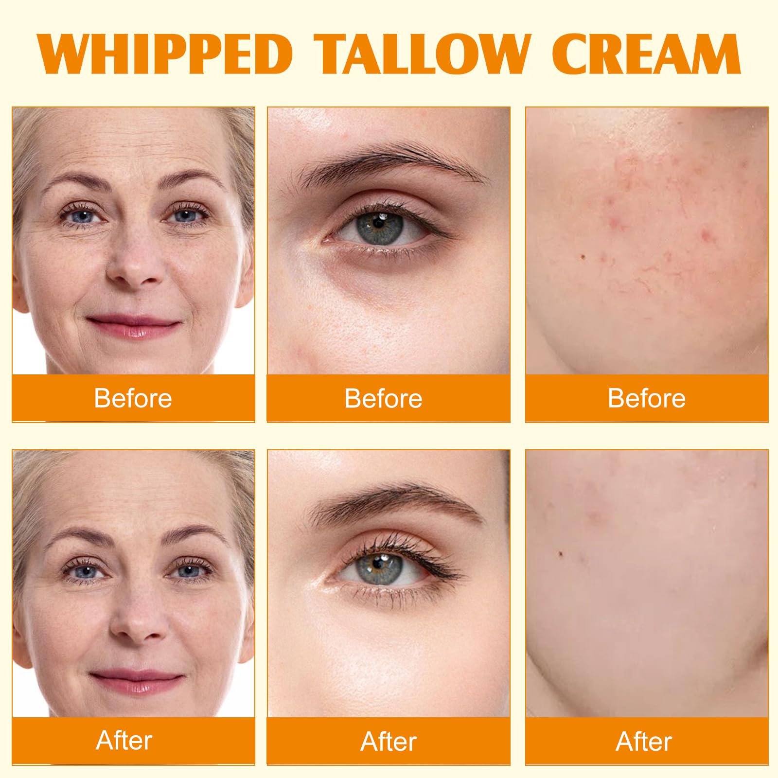 Beef Tallow for Skin,Meifenla Tallow and Honey Cream Natural Tallow Face Moisturizer, Organic Hydrating Beef Tallow Balm Deeply Moisturizing for Face & Body Skin Care