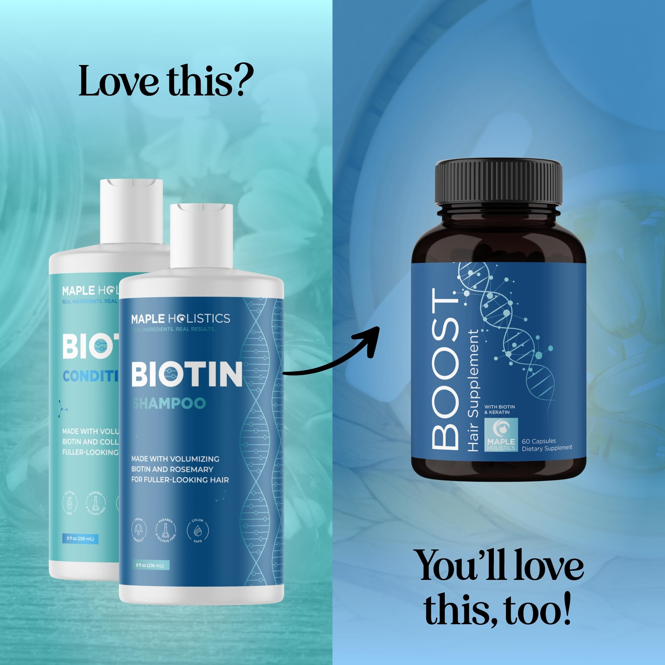Rosemary & Biotin Shampoo and Conditioner Set - Paraben and Sulphate Free for Thinning Hair and Dry Scalp - Nourishing and Volumising With Essential Oils - 236mL