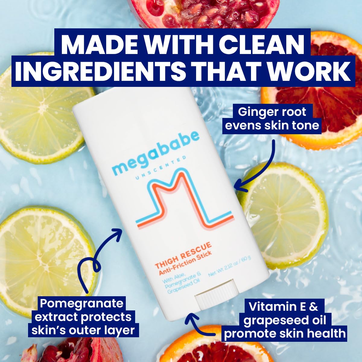 Megababe Unscented Anti-Chafing Sticks to Save Thigh | Prevents Friction and Skin Irritation | Thighs, Arms, Bra Lines and More | 50ml