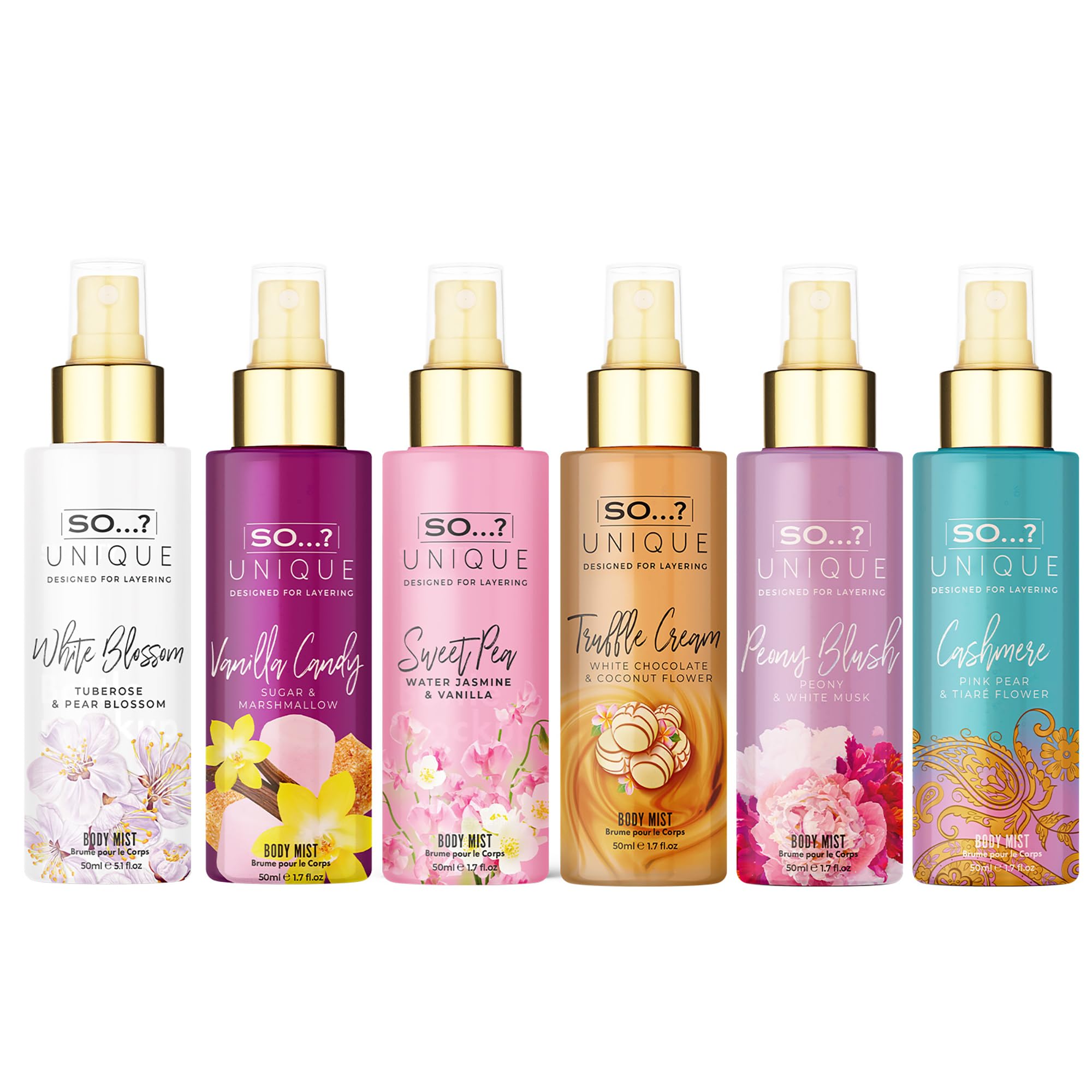 So…? Unique Grande Womens Mini Mist Gift Set, Body Mist Fragrance Spray (6x50ml)