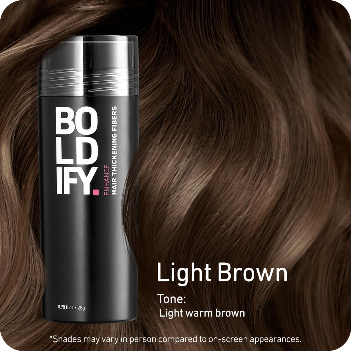 BOLDIFY Hair Fibres (28g) - Fill In Thinning and Fine Hair for an Instantly Fuller, Thicker Look - 14 Shades for Women and Men - Light Brown