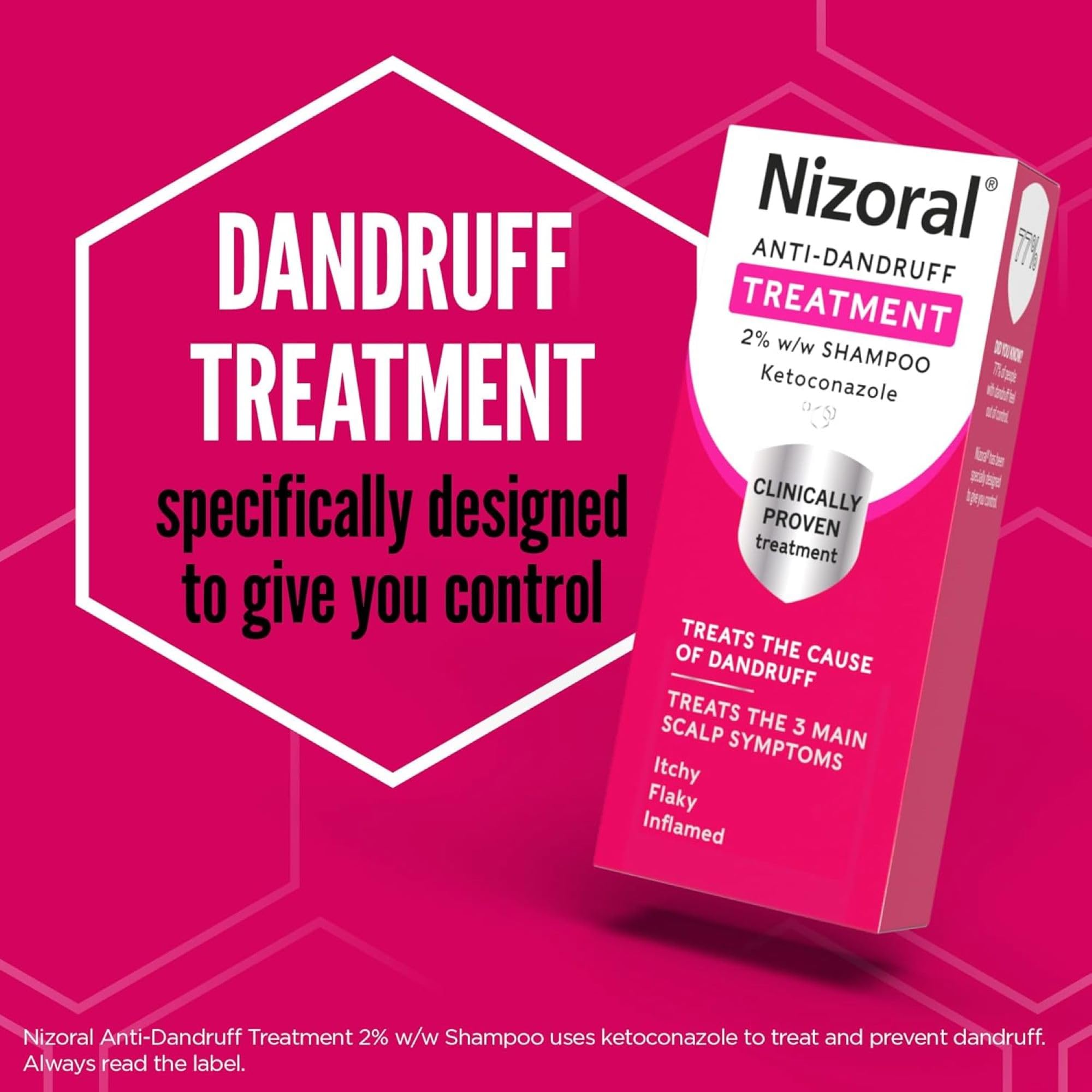 Nizoral Anti-Dandruff Treatment Shampoo, Treats and Prevents Dandruff, Clinically Proven to Control Itchy & Flaky Scalps, Contains Ketoconazole, 1 x 100ml