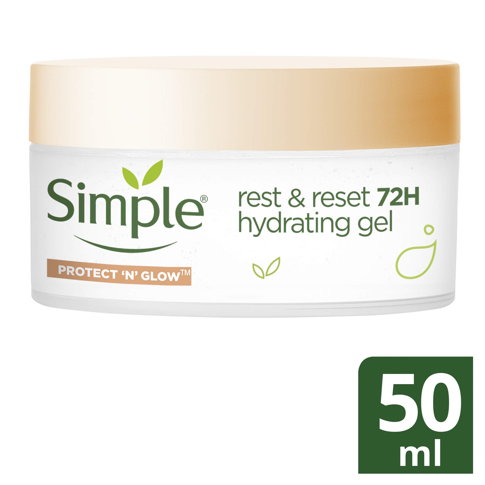 Simple Protect 'N' Glow Rest and Reset 72 Hour Hydrating Gel to Enhance Glowing Skin 50 ml