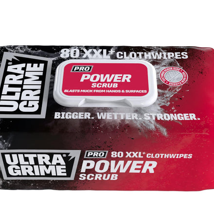 UltraGrime PRO Power Scrub Cleaning Wet Wipes - Big Size Professional Disposable Wipes - Tougher Multi-Purpose Heavy-Duty Textured Scrubbing Cloths (80 Thick Large)