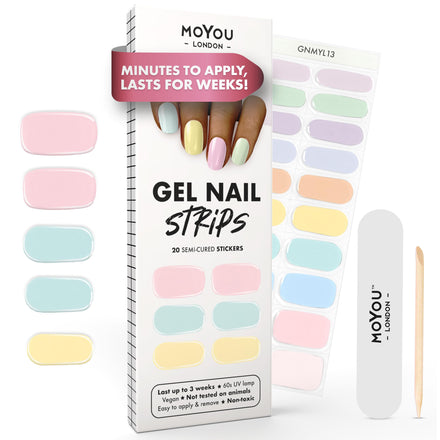 MOYOU LONDON Semi Cured Gel Nail Strips - 20 Pcs. Nail Wraps for Salon-Quality Manicure - Works with Any UV Lamp - Easy to Apply, Trim, & Remove Gel Stickers