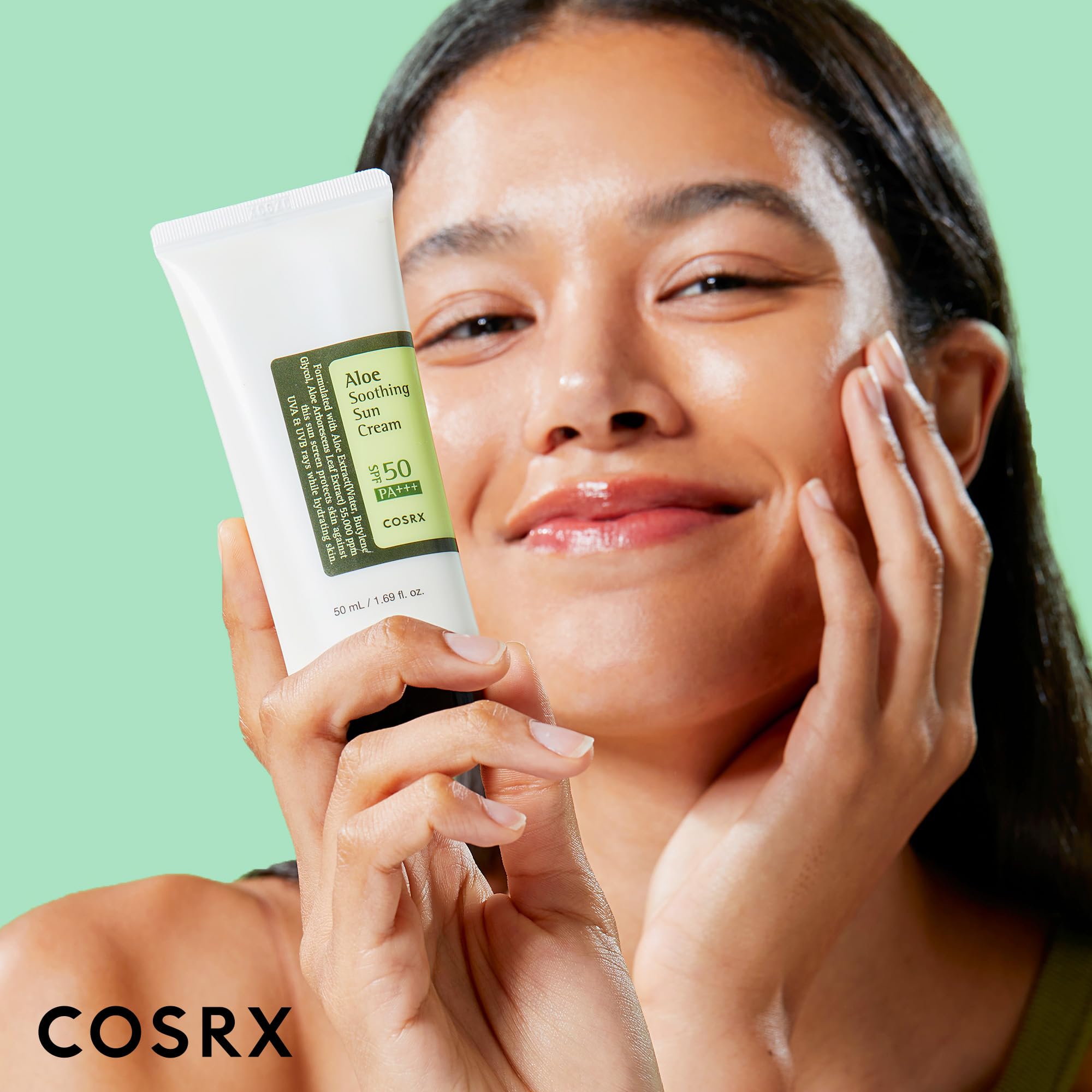 COSRX Aloe Soothing Sun Cream SPF 50+++, Daily Hydrating Sunscreen for Dry Sensitive Skin, UVA&UVB Protection, No White Marks, Sun Moisturiser, Korean Sunscreen, Korean Skincare