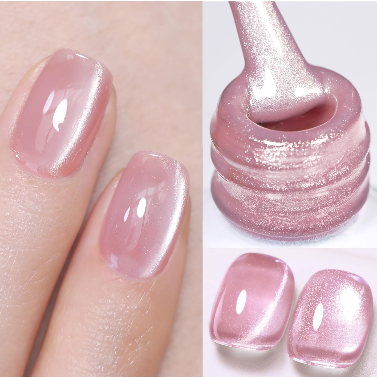 BORN PRETTY Magnetic Gel Nail Polish Jelly Translucent Polish Glitter Shimmer Pearl Auroras U V Gel 6 Colours Pink Nude Nail Lamp Varnish Manicure Kit for Women Gift Set