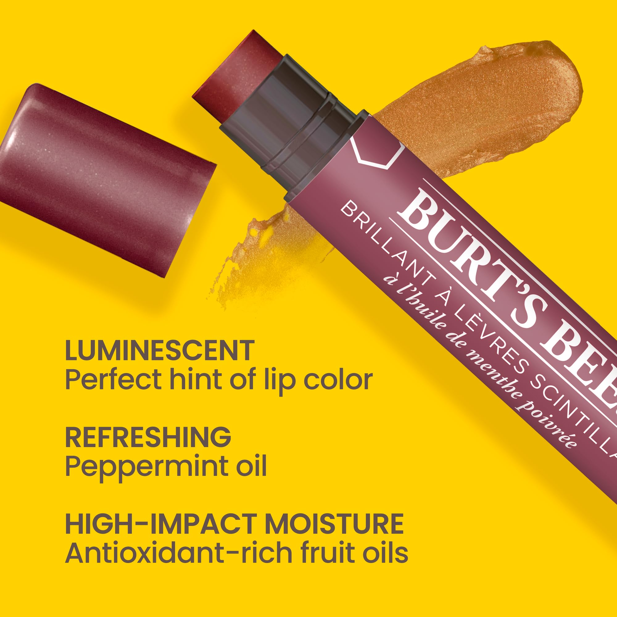 Burt's Bees Lip Balm, Moisturizing Lip Shimmer for Women, for All Day Hydration, with Vitamin E & Coconut Oil, 100% Natural, Fig, 0.09 Ounce