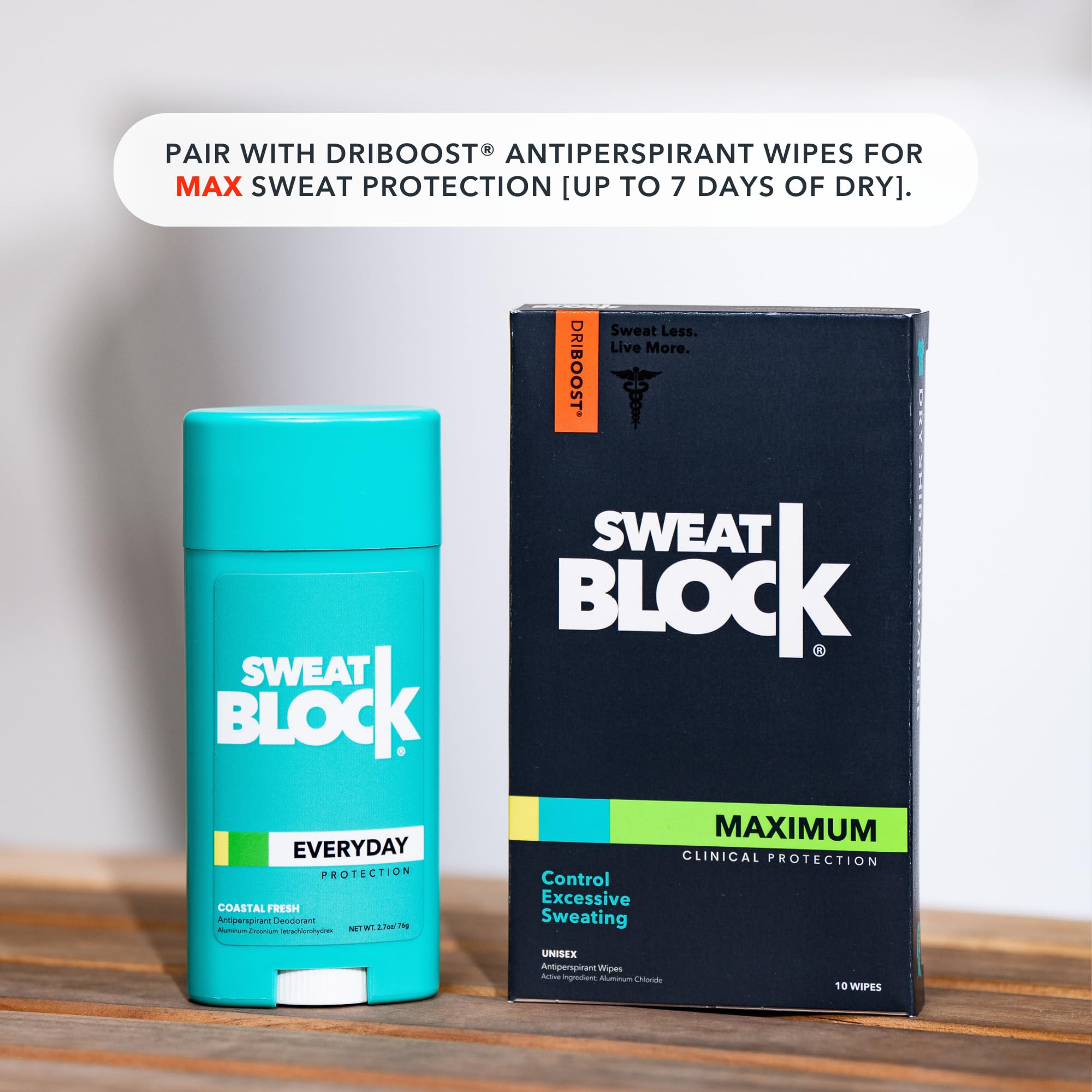 SweatBlock Deodorant Antiperspirant for Women & Men - 24-Hour High Degree Sweat & Odor Protection - Non-Irritating Smooth Glide - Coastal Fresh Scent (2 Pack)
