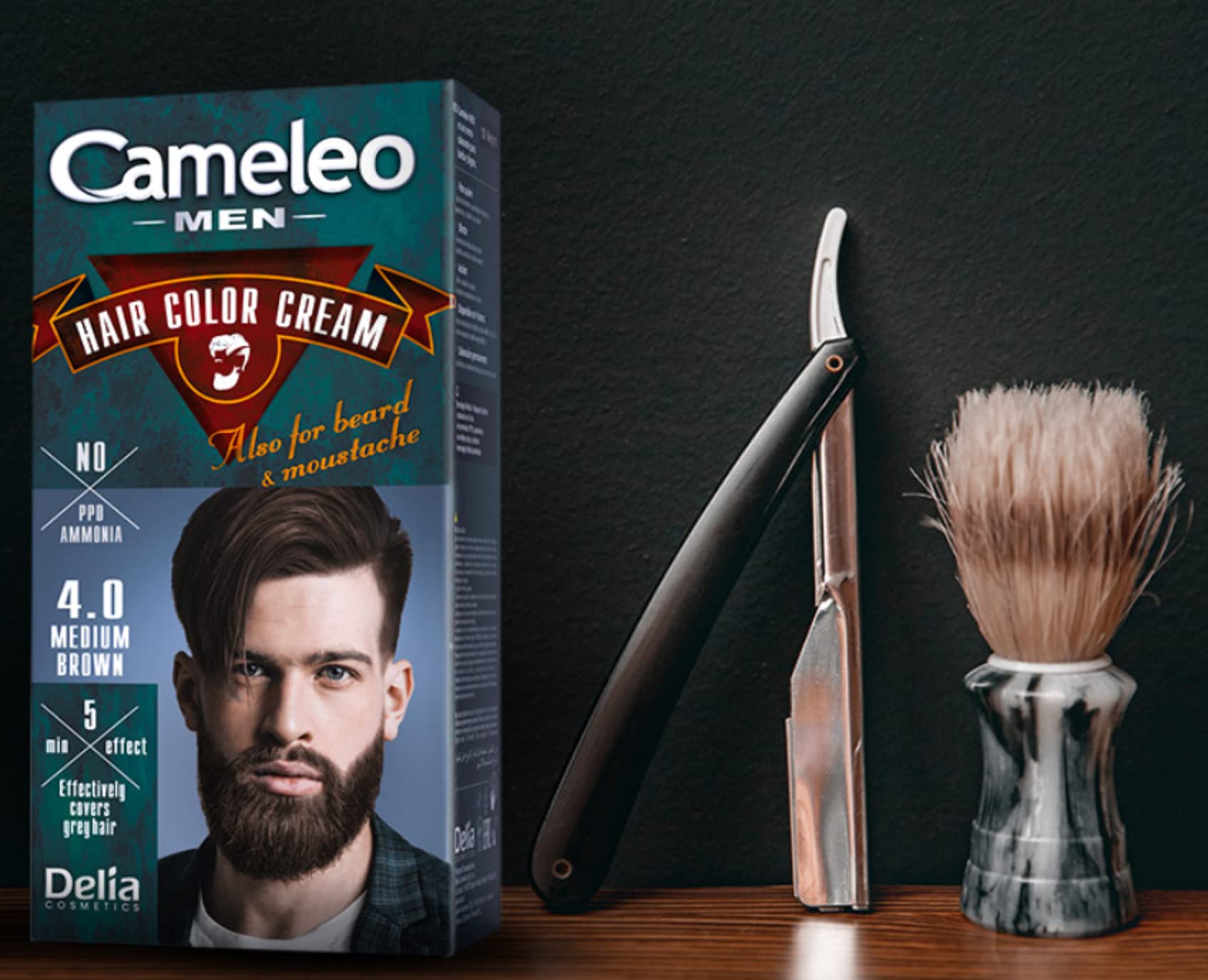 Cameleo Men Color Cream For Hair, Beard and Moustache (Brown)