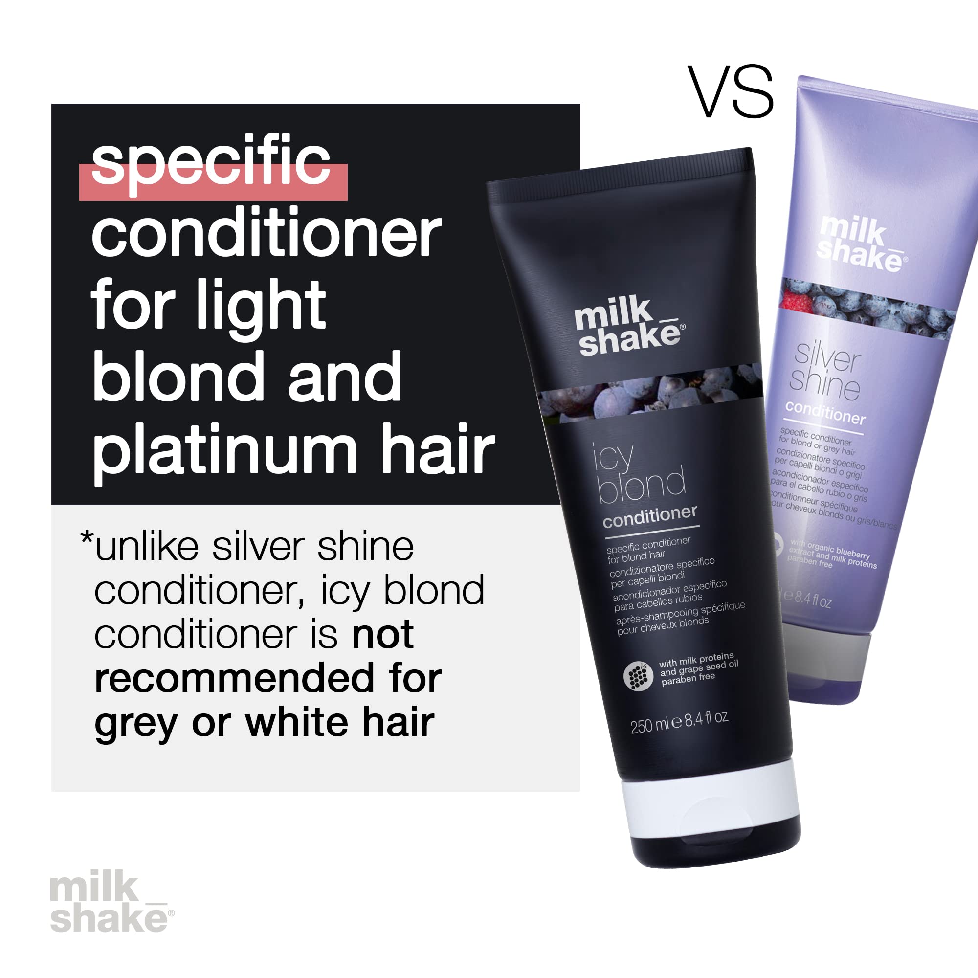 milk_shake icy blond conditioner | toning conditioner with black pigment to neutralize yellow and brass in platinum blonde hair | smooths, hydrates, and brightens cool tones | 8.4 Fl Oz