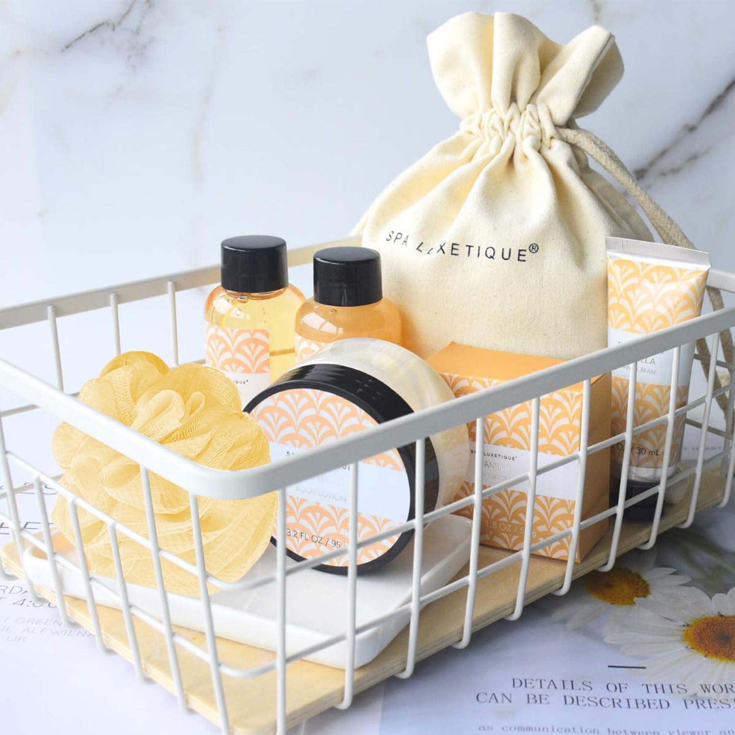 Spa Luxetique Spa Gift Set, 6pcs Vanilla Bath Gifts for Women, Travel Gift Box with Hand Cream, Body Lotion, Shower Gel, Bubble Bath, Mothers Day Gifts, Valentine's Gifts for Her