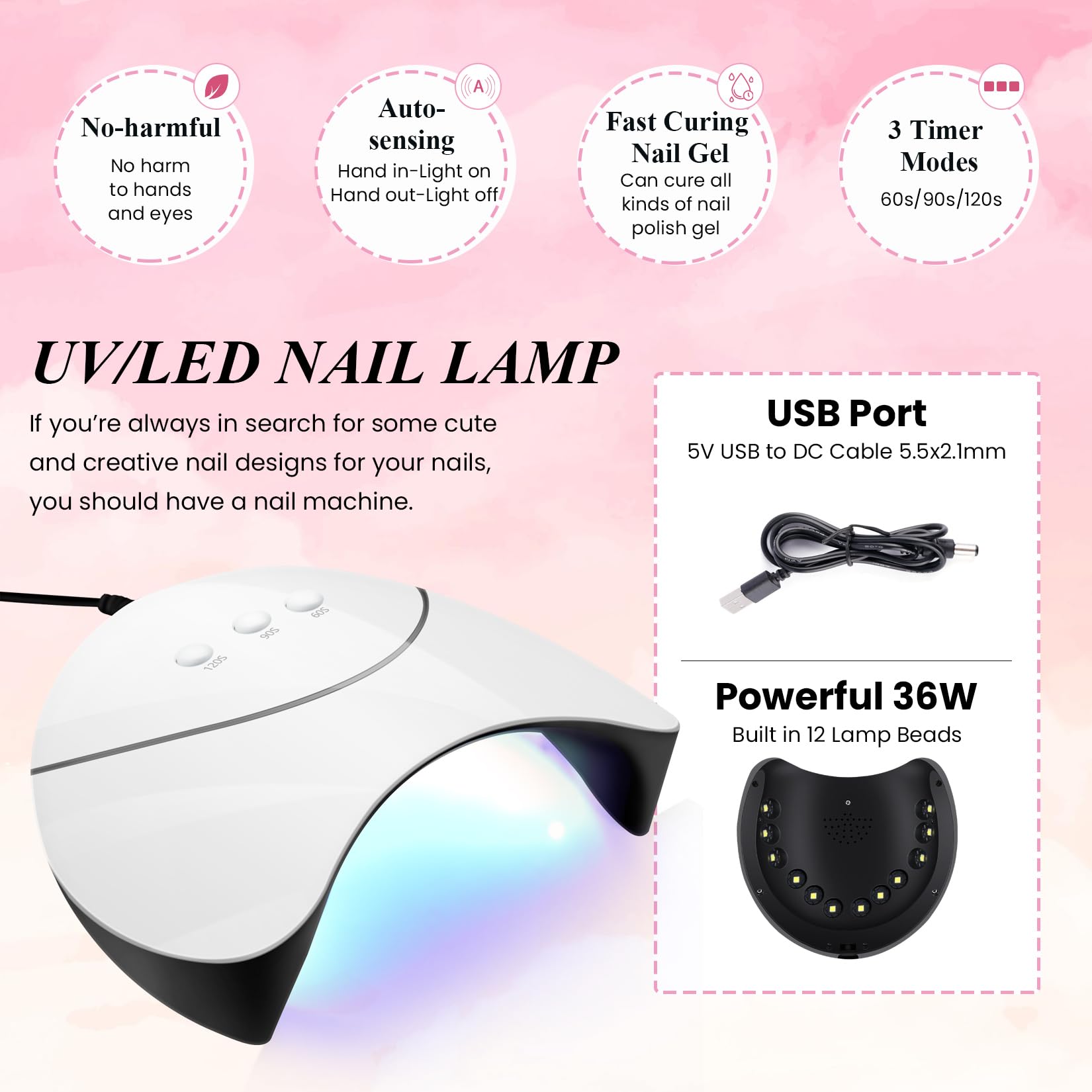 PHOENIXY Gel Nail Polish Kit with UV LED Nail Lamp - 12 Pcs Gel Polishes Set, All Seasons, Glossy Matte & Top Coat, Base Coat, Starter Kit Gift for Women