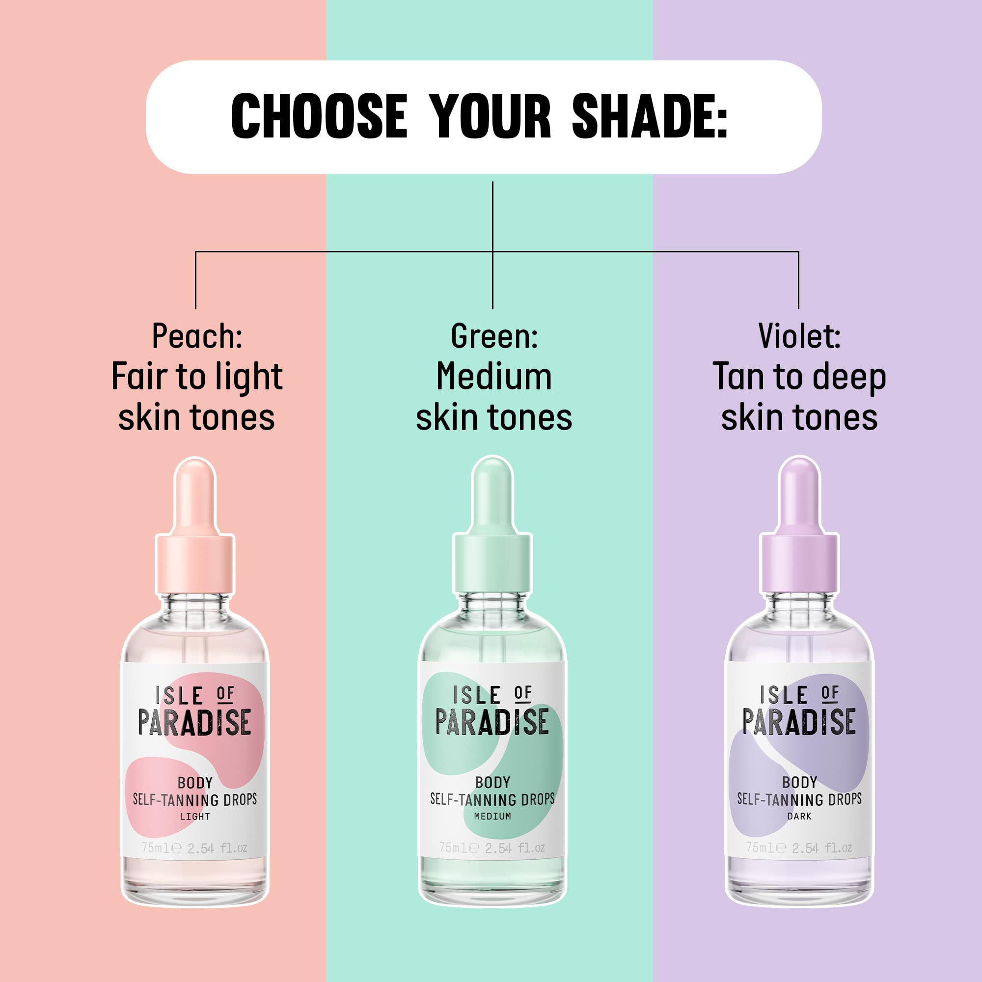 Isle of Paradise Self-Tanning Body Drops, Green: For Medium Skin Tones, 75ml