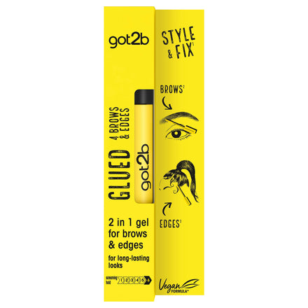 Got2B Glued for Brows & Edges 2 in 1 Wand Eyebrow Gel, 72hr Hold, No White Residue or Stickness, Vegan, Silicone Free, Alcohol Free, 16 ml