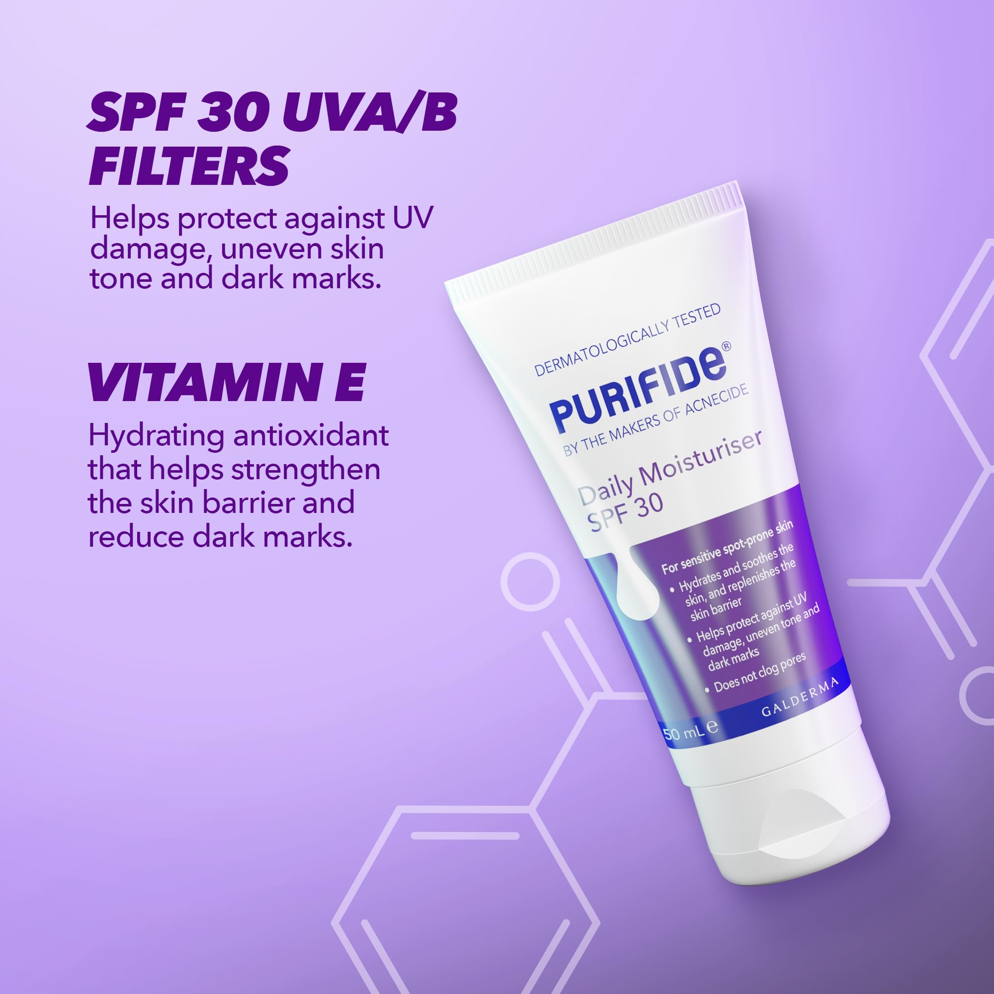 Purifide by Acnecide SPF 30 Daily Face Moisturiser for Acne Prone Skin & Blemish Control 50ml