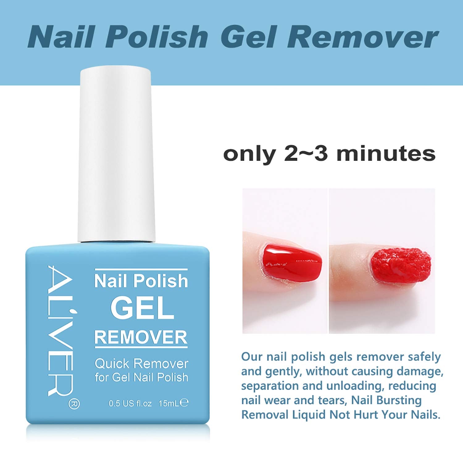 Gel Nail Polish Remover 2 pack, Professional Nail Varnish Remover, Easily & Quickly Remove Soak Off Gel Polish, Doesn't Hurt Nails, for UV Plastic Nails, Acrylic Nails, Natural Nails Blue