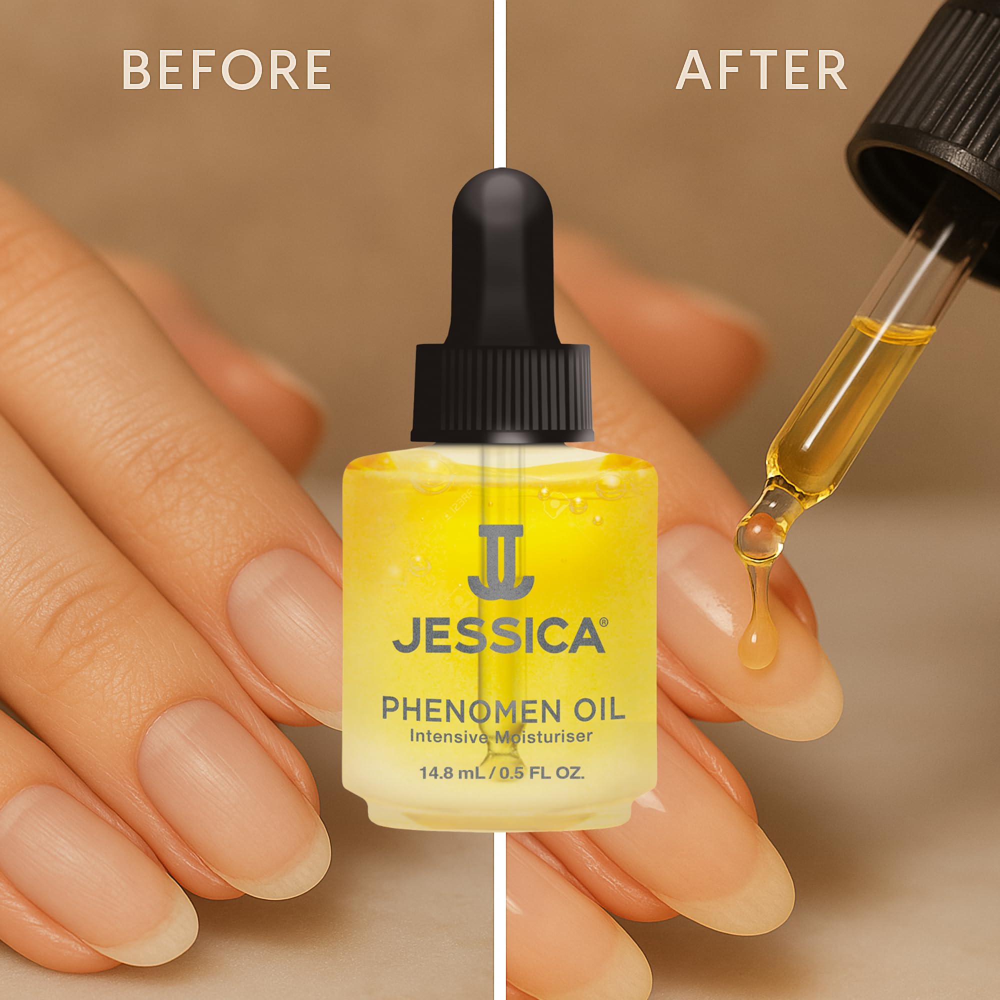 JESSICA Phenomen Cuticle Oil for Nails, Intensive Moisturiser, Natural Jojoba, Almond and Rice Oils, Heals, Rehydrates, 14.8ml