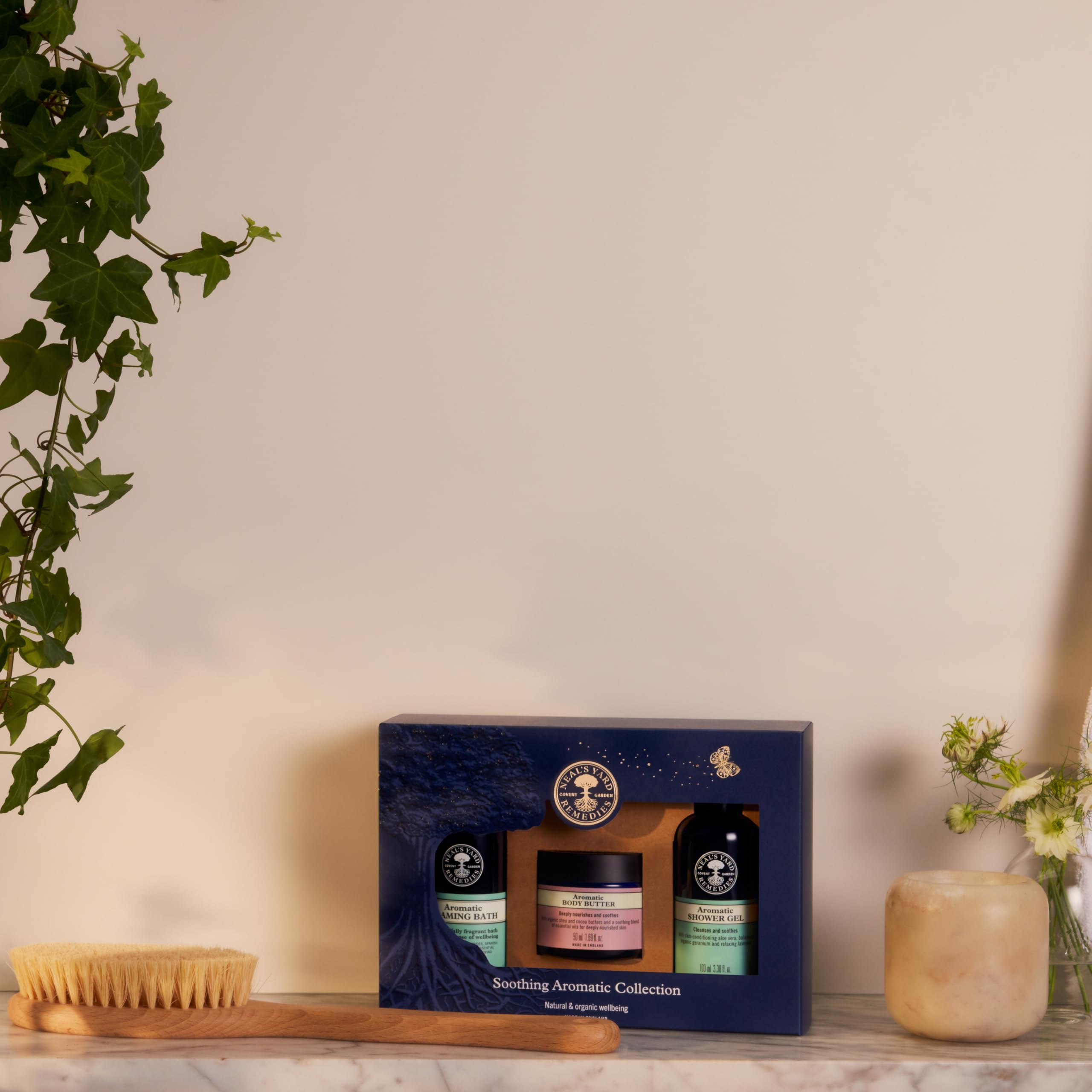 Neal's Yard Remedies Soothing Aromatic Gift Set With Bath Soak, Body Butter & Shower Gel, Cruelty-Free, Set of 3