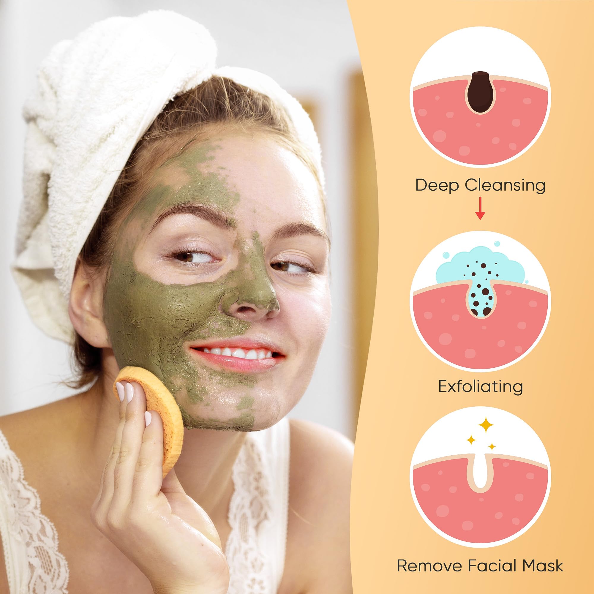 GAINWELL 50-Count Compressed Cellulose Facial Sponges, 100% Natural Cosmetic Spa Sponges for Cleansing, Exfoliating Mask, Makeup Removal