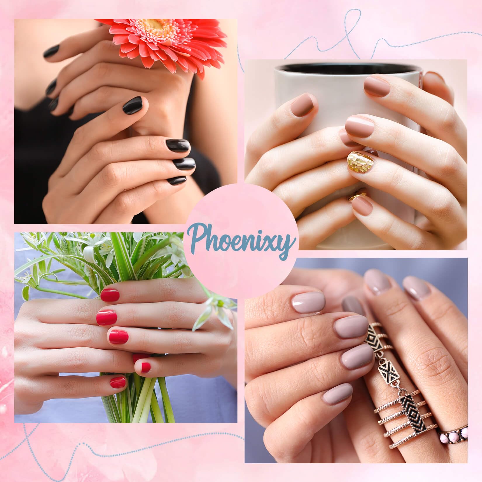 Phoenixy Gel Nail Polish Set, 24 Colours Gel Nail Polish Set with Lamp Starter Kit 8ml Nails Polishes with Base Coat and Glossy Matte Top Coat Nails Art Gifts for Women