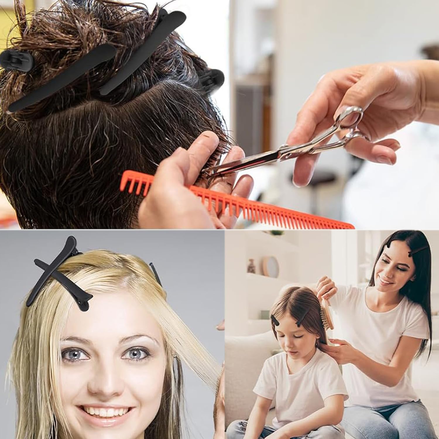 6pcs Hair sectioning clips Professional Hair Clips,Plastic Hairdresser Clips,Hair Styling Clips Salon and Home Hair Cutting Clips for Hairdresser (Black)