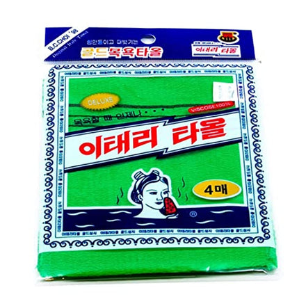 GOLDSANGSA Songwol Towel Exfoliating Towel Bath Washcloth 4 Pcs (Green) for Dead Skin
