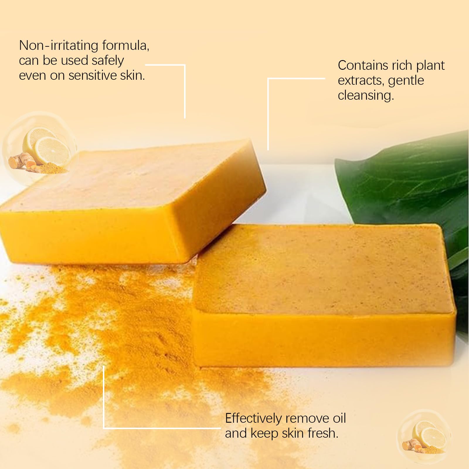 Turmeric Glow Soap - Turmeric Soap for Skin Brig_htening - Natural Tumeric Soap for Body & Face - Handmade Turmeric Soap Bar - Tumeric Soap for Acne, Dark Spots, Smooth Skin (300g (Pack of 3))