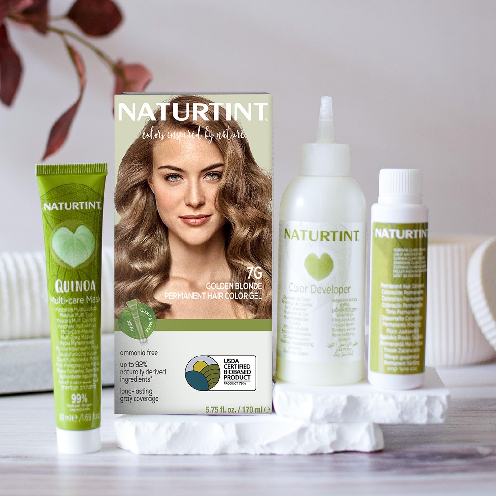 Naturtint 7G Golden Blonde Permanent Hair Color (Pack of 1), Ammonia Free, Vegan, Cruelty Free, up to 100% Gray Coverage, Long Lasting Results (Packaging may vary)